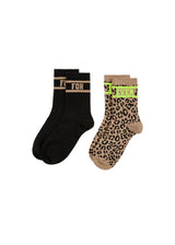2 Paar Socken aus Baumwoll-Jacquard mit Schriftzug