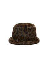 Bucket Hat aus Fake Fur mit Leo-Muster