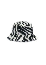 Bucket Hat aus Fake Fur mit Zebra-Muster