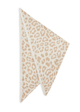 Kaschmirweiches Dreieckstuch mit Leo-Muster und Fake Fur-Rand in Beige
