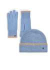 Wolle-Kaschmir-Set in Hellblau: Mütze & Handschuhe