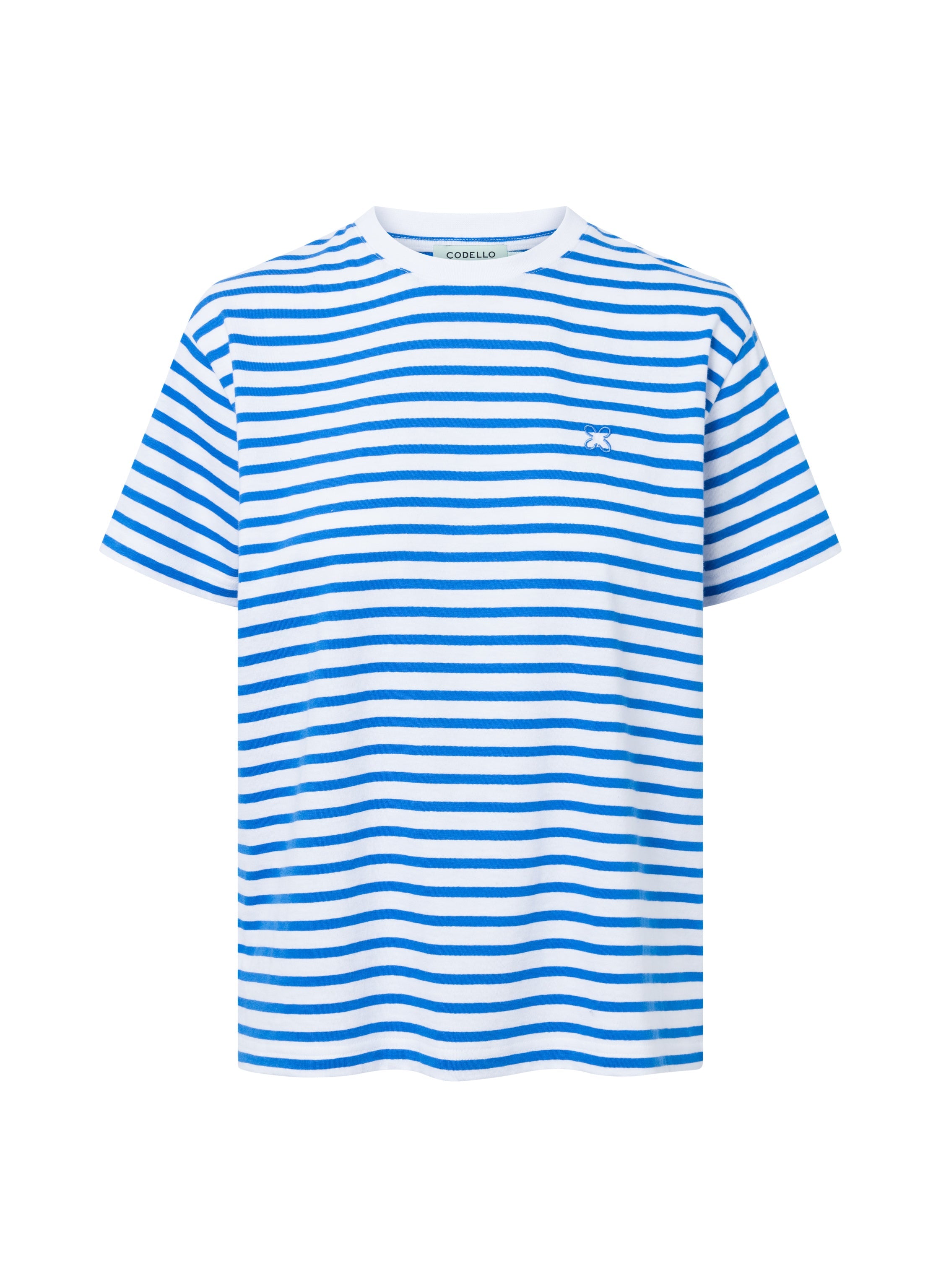 T-Shirt aus Baumwolle mit Navystreifen