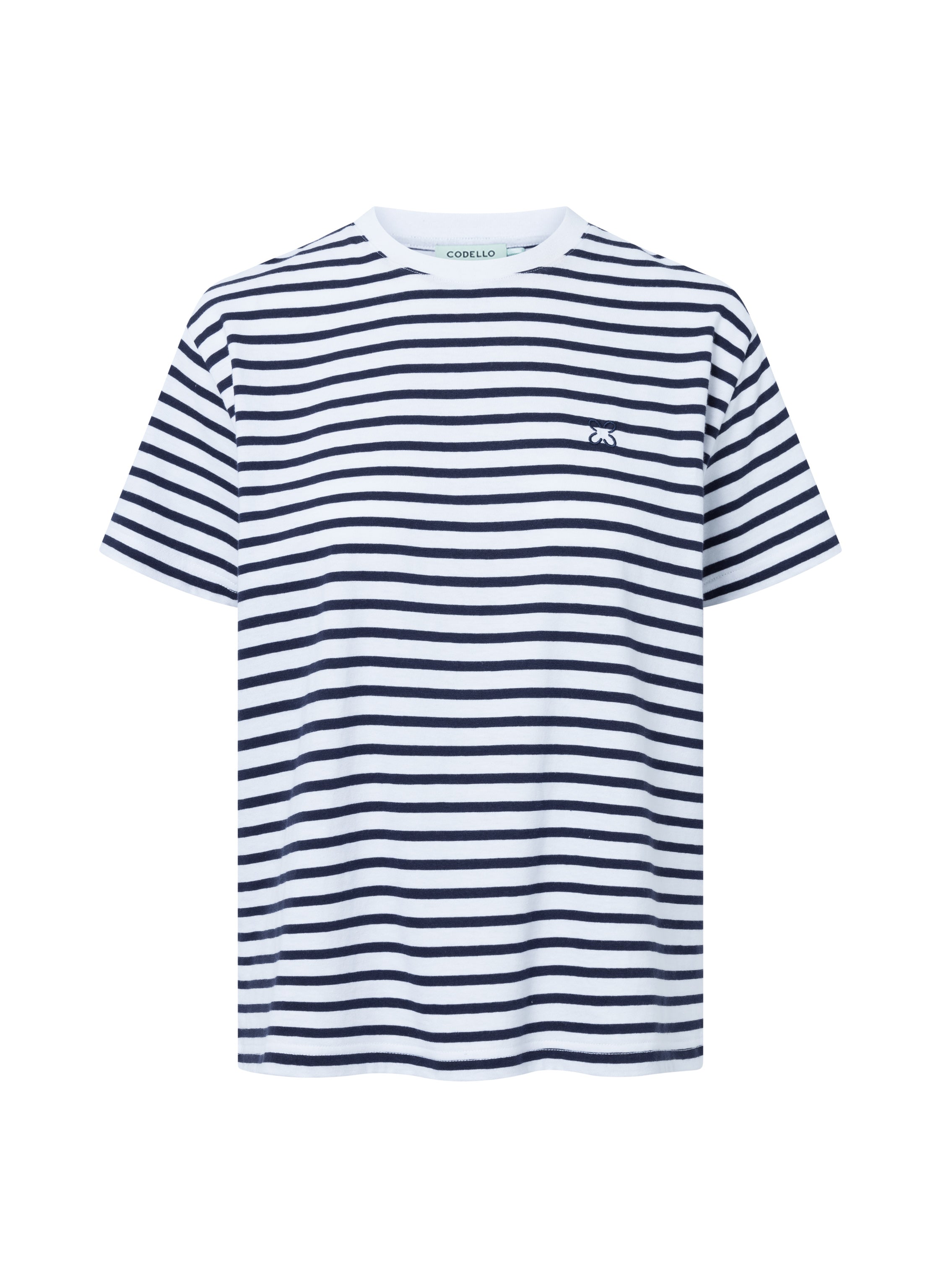 T-Shirt aus Baumwolle mit Navystreifen