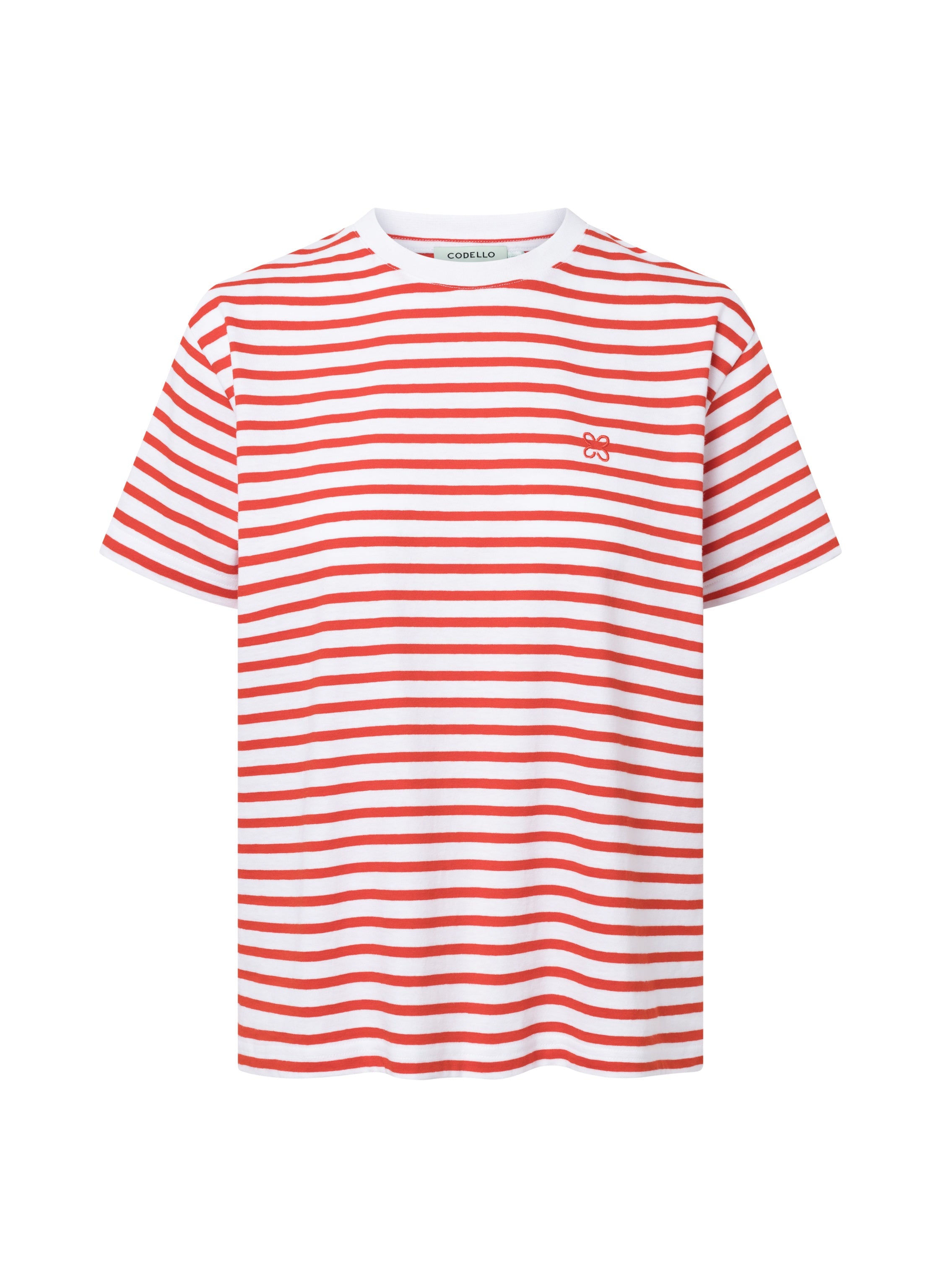 T-Shirt aus Baumwolle mit Navystreifen