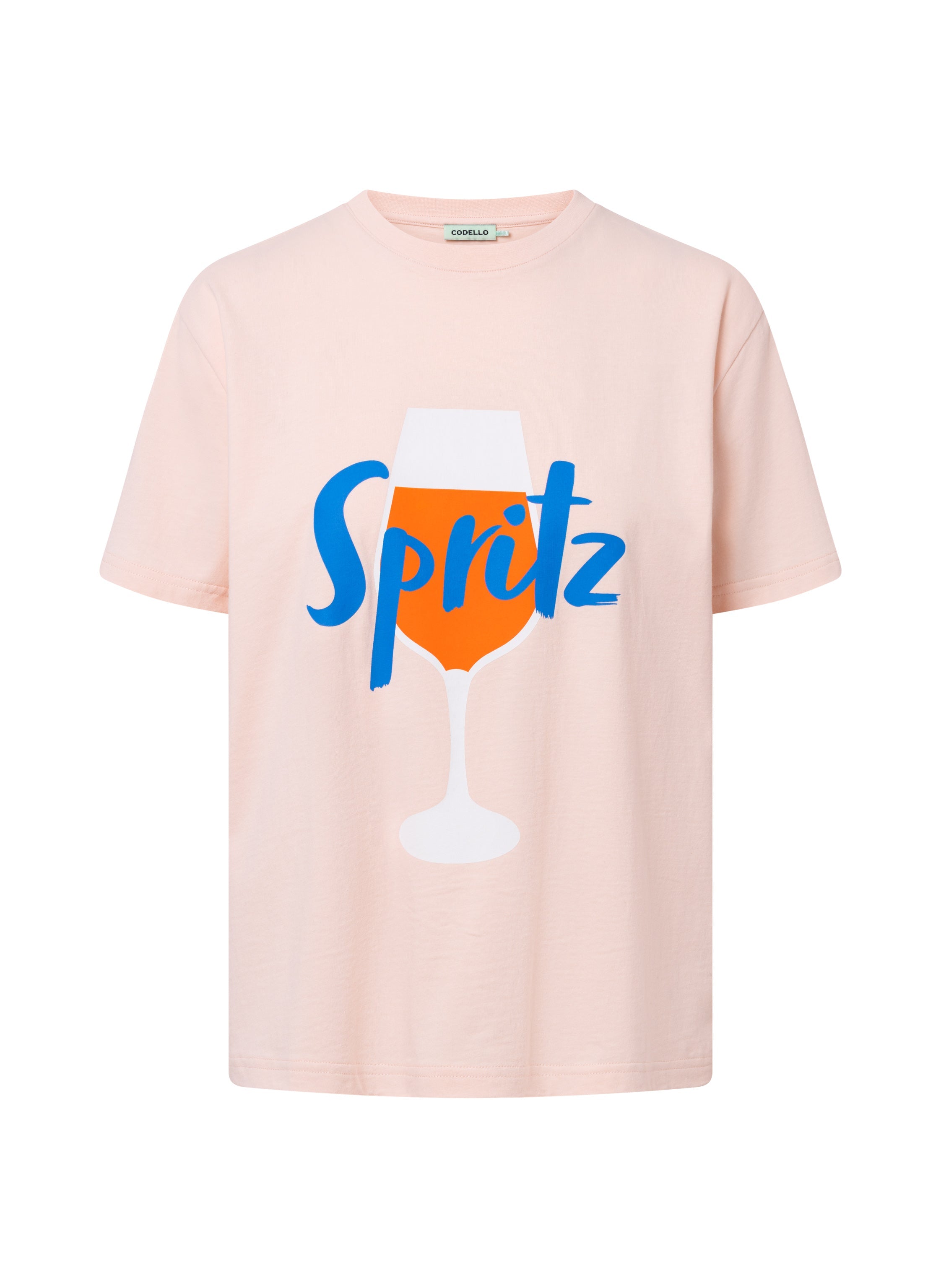 T-Shirt aus Baumwolle in Hellblau mit "Club de Soleil" - Motiv